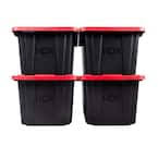 Photo 1 of 27 Gal. Tough Storage Tote in Black with Red Lid (4-Pack)


