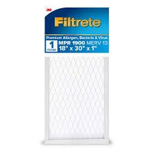 Photo 1 of * DAMAGED* Filtrete 18-in W x 30-in L x 1-in MERV 13 1900 MPR Premium Allergen, Bacteria and Virus Electrostatic Pleated Air Filter
