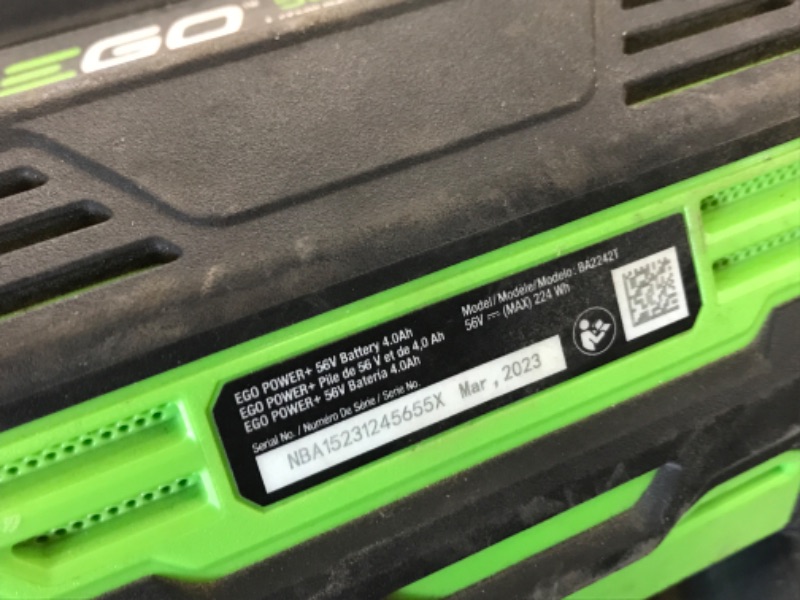 Photo 4 of *MISSING CHARGER*  UNIT STAYS ON WHEN BATTERY IS IN* EGO POWER+ 56-volt 670-CFM 180-MPH Battery Handheld Leaf Blower 4 Ah (Battery Included)
