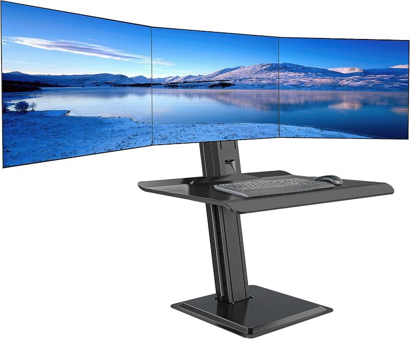 Photo 1 of * MISSING PARTS* Rocelco The WS123 3-Monitor Sit-to-Stand Workstation: Ergonomics with Style - Black (R WS123)
