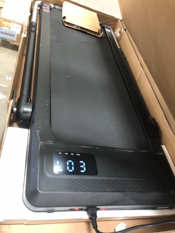 Photo 2 of * ERROR CODE WHEN TESTED* SEE PHOTOS* Folding Treadmills with Incline, Under Desk Walking Pad 340+ LBS Weight Capacity, Treadmill for Home Office with Handle Bar, 3 in 1 Foldable Smart Treadmill Work with ZWIFT KINOMAP WELLFIT No Assembly