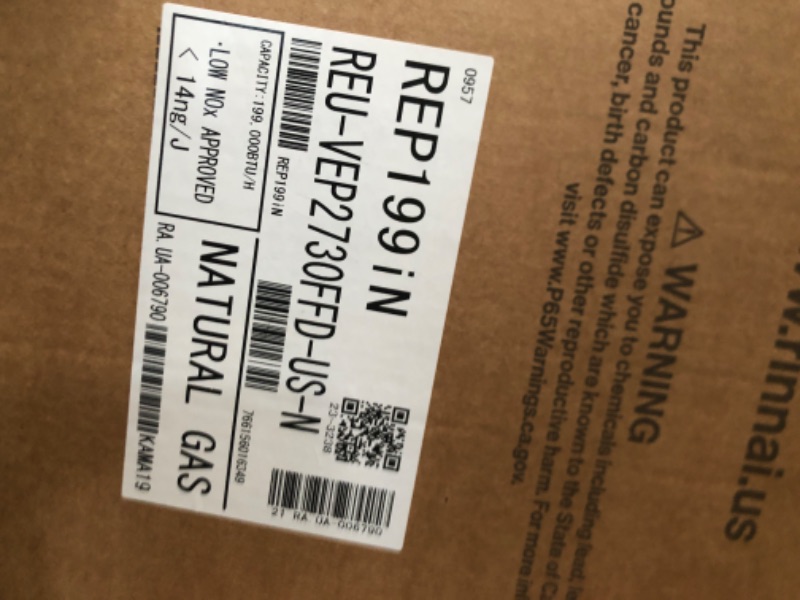 Photo 1 of Rinnai REP199iN Smart-Circ Non-Condensing Natural Gas Tankless Water Heater with Built-In Recirculation Pump, Up to 7.9 GPM, Indoor Installation, 199,000 BTU