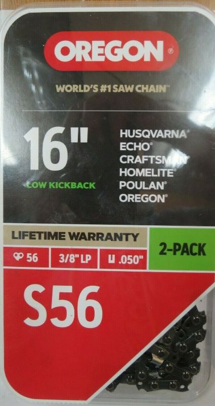 Photo 1 of ***PREOPENED***S56 Chainsaw Chain for 16 in. Bar, Fits Makita, Echo, Husqvarna, Craftsman, Poulan and More (2-Pack)
