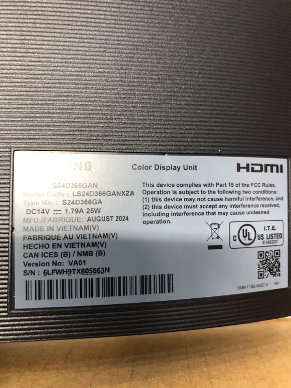 Photo 1 of SAMSUNG 24" Essential S3 (S36GD) Series FHD 1800R Curved Computer Monitor, 100Hz, Game Mode, Advanced Eye Comfort, HDMI and D-sub Ports, LS24D366GANXZA, 2024