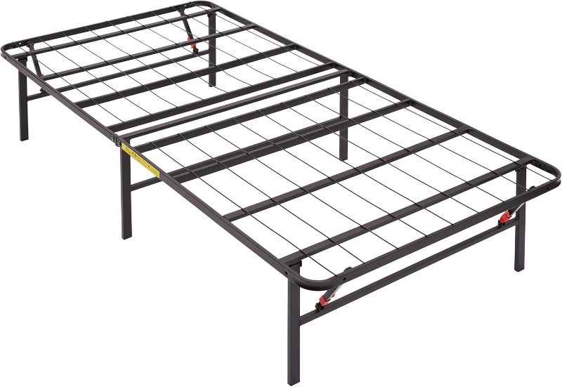 Photo 2 of Amazon Basics Bed Frame with Storage, Foldable Metal Platform, Sturdy Steel, No Box Spring Needed, 18 inches High, Tool-Free Setup, Full Size, Black