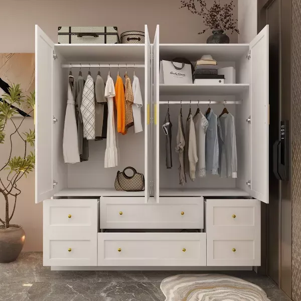 Photo 2 of ***PREOPENED***
***SEE NOTES***
FUFU&GAGA White 4 Door 6 Drawer Wardrobe Organiser Multifunctional Storage Cabinet
