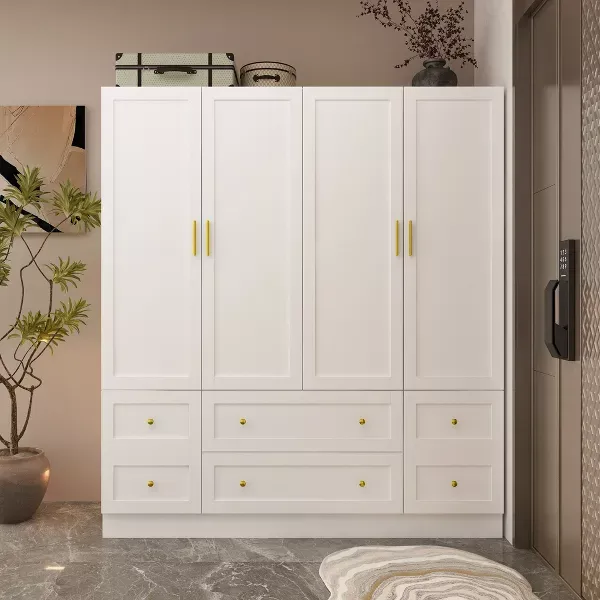 Photo 1 of ***PREOPENED***
***SEE NOTES***
FUFU&GAGA White 4 Door 6 Drawer Wardrobe Organiser Multifunctional Storage Cabinet
