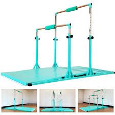 Photo 1 of  Gymnastics Double Horizontal Bars 3Play Gymnastic Parallel Bars with Mat Uneven Bars Gymnastics Training Bar with 304 Stainless Steel Regulating Arms & Fiberglass Rail for Home Club Use
