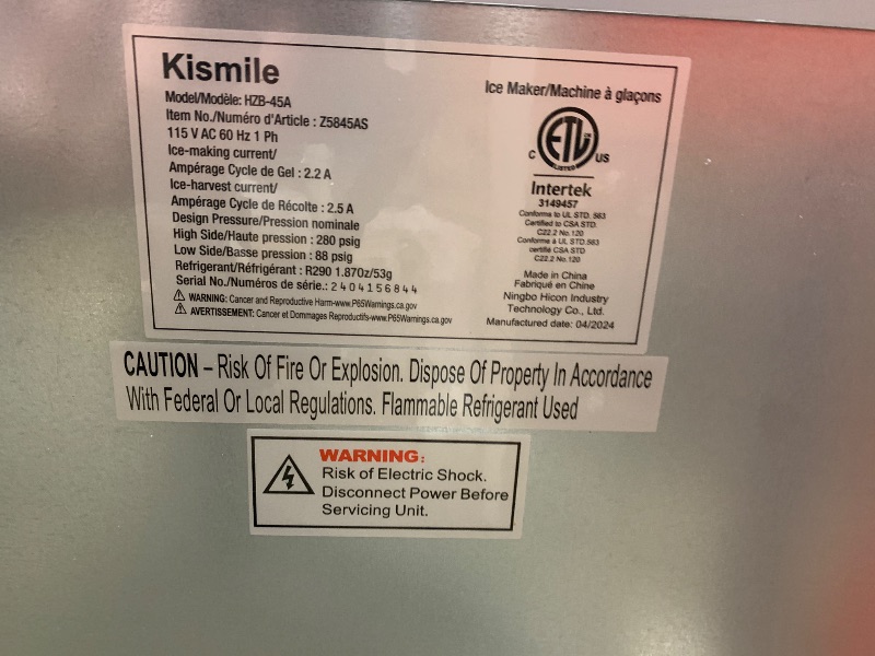 Photo 4 of * MISSING PARTS* Joy Pebble V2.0 Commercial Ice Machine,100 lbs /24H, Self Cleaning Ice Maker,Under Counter Ice Machines with 24 Hour Timer,Ice Thickness Control,Stainless Steel Ice Makers for School,Home,Bar,RV