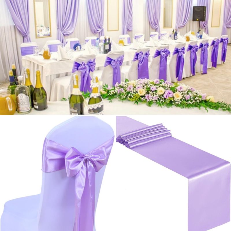 Photo 1 of * MISSING PARTS* 100 PCS Satin Chair Sashes Decorative Bow Chair Sashes Ties Chair Ribbon Bows Chair Cover Band for Wedding Party Thanksgiving Ceremony Reception Events Banquet Home Kitchen Decor(7 x108inch,Lavender)