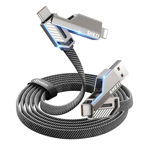 Photo 1 of * MINOR DAMAGE* 4-IN-1 USB C CABLE LIGHTNING CORD 45W [FAST CHARGING AND DATA SYNC] [SHEZI-STYLE] FLAT BRAIDED IPAD CHARGER CORD
