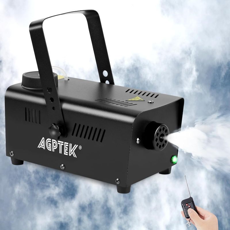 Photo 1 of * MISSING PARTS* Fog Machine, AGPtEK Automatic Spray Smoke Machine with Colorful LED Light Effect, Wireless and Wired Remotes with Preheating Light Indicator, Perfect for Halloween, Christmas, Wedding & Stage, White
