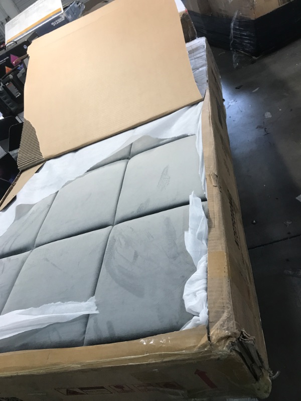 Photo 2 of ***NONREFUNDABLE - INCOMPLETE - SEE COMMENTS***
Christopher Knight Home Svens 46" High Headboard Bed, Queen Size Platform Bed Frame, Soft Velvet Bed Frame, Queen Size Headboard, Square Pattern Design with Reading Lamps and USB Ports, Grey