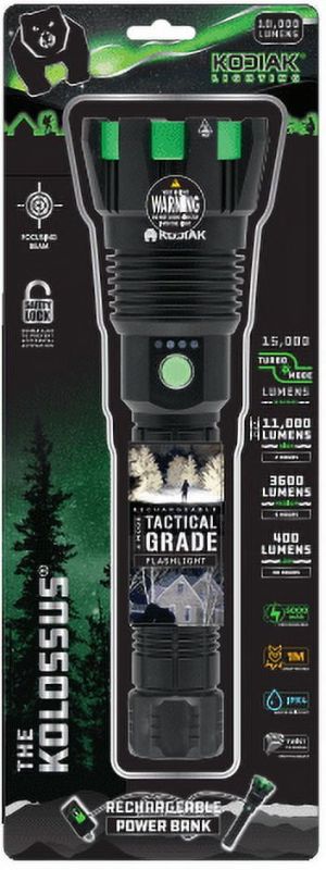 Photo 1 of Kodiak Kolossus Rechargeable Tactical Flashlight COB LED Light Output up to 15,000 Lumens