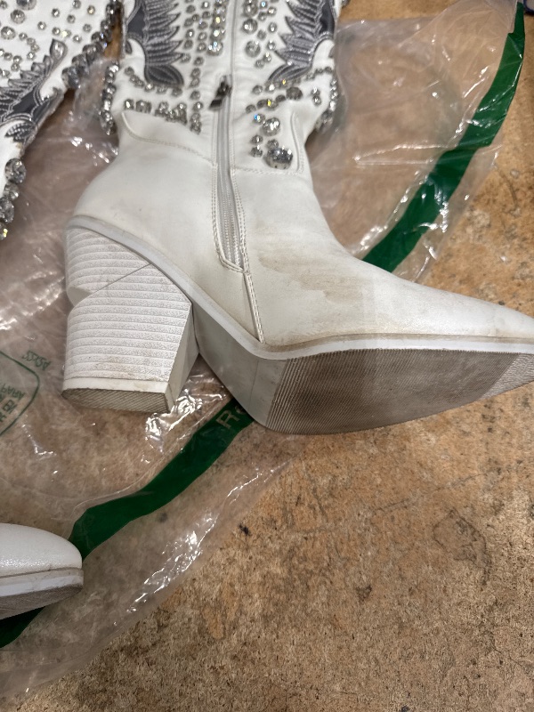 Photo 1 of WIRALOMI Rhinestone Cowboy Boots for Women Eagle Parttern Cowgirl Boots Chunky Heel Knee High Western Long Boots