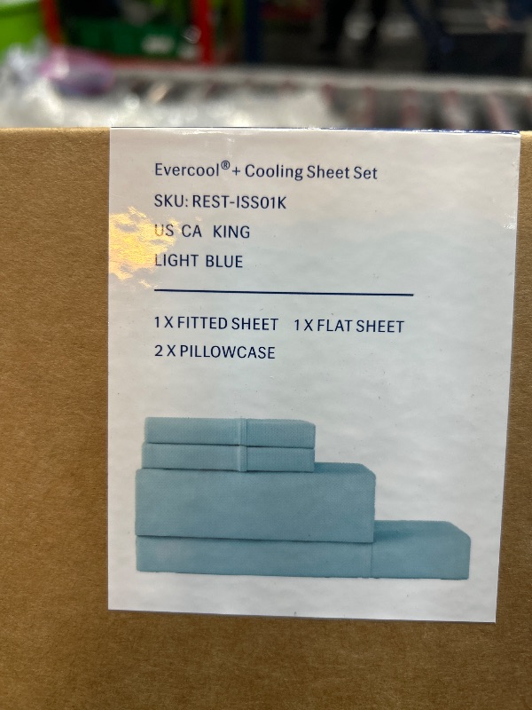 Photo 1 of *** SEE NOTES ***REST® Evercool®+ Cooling Sheet Set, King Size, Light Blue, Breathable Bed Sheets for Hot Sleeper and Night Sweats, with Pillowcases, with Ionic+ Self-Cleaning Silver Yarn for Sensitive Skin, 4PCS