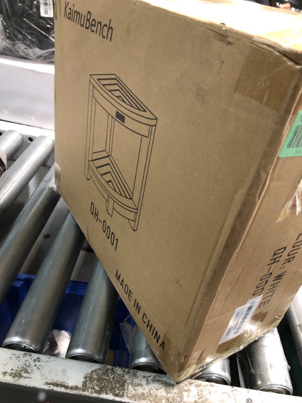 Photo 1 of Corner Shower Stool for Inside Shower Waterproof, Poly Lumber Bathroom Shower Corner Bench Seat, Plastic Shower Chair Seat, Shower Shaving Foot Rest with Adjustable Feet, Non-Slip, White