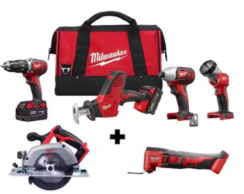 Photo 1 of - Milwaukee
M18 18V Lithium-Ion Cordless Combo Tool Kit (4-Tool) w/ 6-1/2 in. Circular Saw and Multi Tool