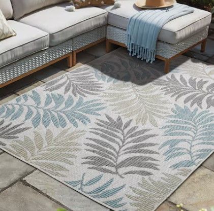Photo 1 of allen + roth with STAINMASTER Neutral Fern 5 X 7 (ft) Neutral Indoor/Outdoor Spot Clean Only Area Rug