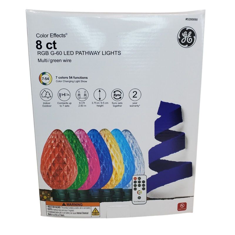 Photo 1 of GE Color Effects Pathway Lights 8 Ct RGB G80 MultiColor 8-Marker LED Christmas
