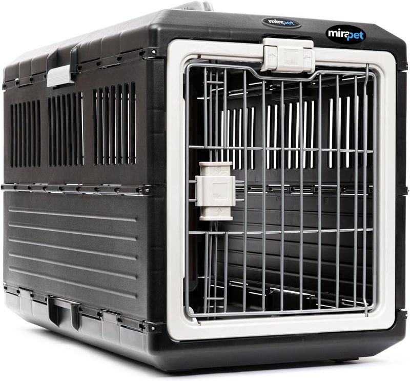 Photo 1 of **MISSING ONE LATCH ON SIDE**USA Pet Carrier & Crate 26" - Premium Collapsible Design for Medium Cats and Dogs - Portable Kennel for Indoor/Outdoor Use - 360-Degree Ventilation & Hard Plastic Wall Protection