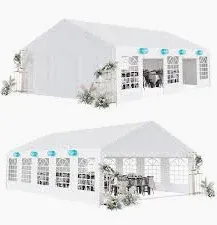 Photo 1 of Acekool 20 x 32 FT Outdoor Tent for Backyard Party, Wedding Patio Camping Gazebo Shelter Pavilion Cater Wedding BBQ Events Tent w/Removable Sidewalls & 3 Storage Bags, White
