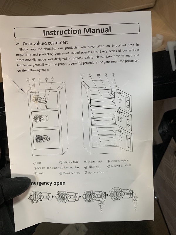 Photo 5 of **COME WITH ALL KEYS, AND DIRECTIONS** **NEEDS BATTERIES** 8.3 Cubic Feet Large Safes for Home Use Fire and Water proof, Digital Security Safe with Combination and Key, Home Safes Water and Fireproof for Firearm Medicine Money Valuables