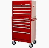 Photo 1 of *DRAWERS ARE LOCKED, UNSURE IF KEY IS INSIDE*  Husky
Tool Storage 27 in. W x 18 in. D Standard Duty Red Rolling Tool Chest Combo