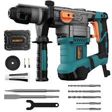 Photo 1 of 1-1/4 Inch SDS-Plus 13 Amp Heavy Duty Rotary Hammer Drill with Safety Clutch 4 Functions and Variable Speed, Including Chisels and Drill Bits
