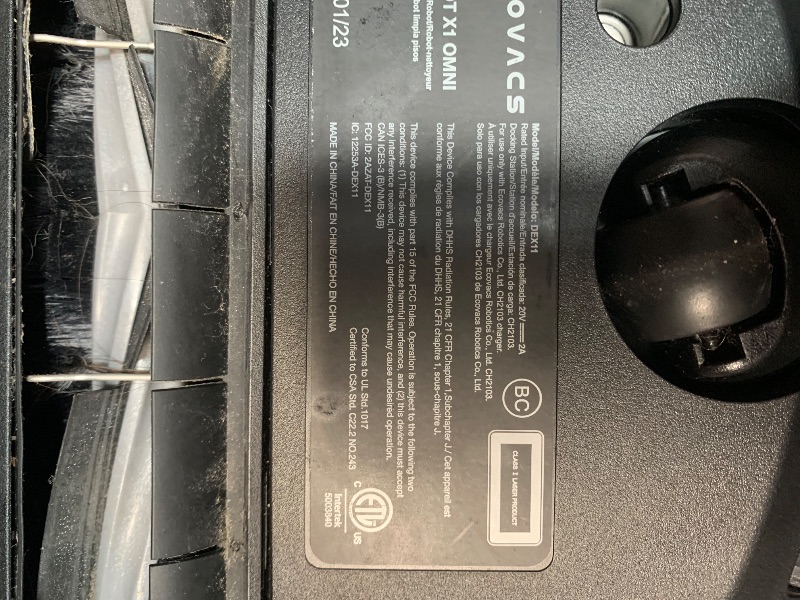 Photo 3 of ***USED - DOESN'T POWER ON - UNABLE TO TROUBLESHOOT - SEE PICTURES - LIKELY MISSING PARTS***
ECOVACS DEEBOT X1 Omni Robot Vacuum and Mop Combo with Self-Emptying, Auto-Wash, Auto-Refill and Auto-Hot Air Drying, 5000Pa Suction, AIVI 3D Obstacle Avoidance, 