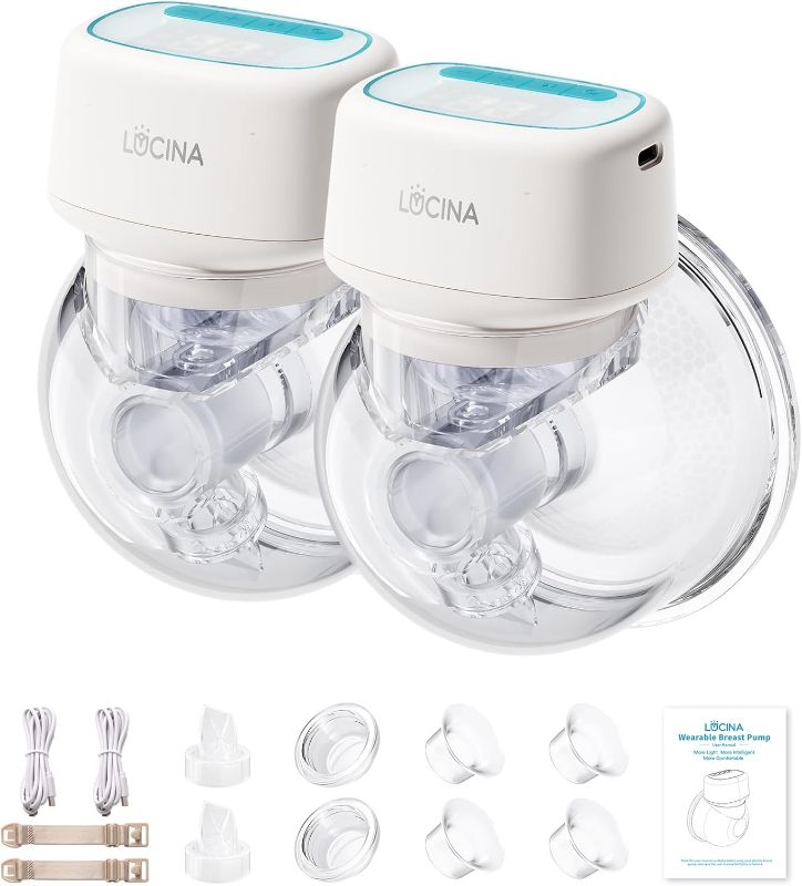 Photo 1 of (POWER TESTED) Lucina Breast Pump Hands Free, Wearable Breastfeeding Pump Portable, Electric Wireless Milk Pump with 3 Modes & 9 Levels, Large Capacit & Smart Display, 16/18/20/22/24mm Flange, 2 Pack (Gray)