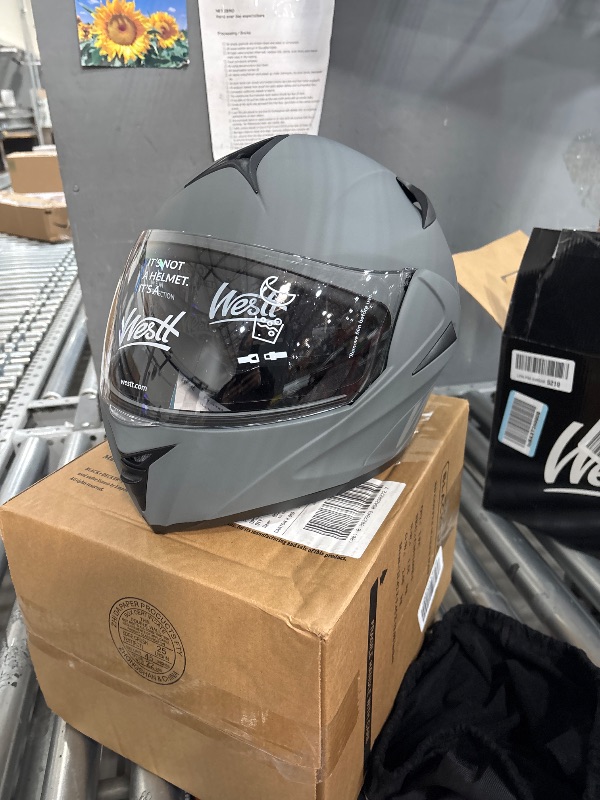 Photo 1 of Westt Motorcycle Helmets Modular Motorcycle Helmet for Adults Motorbike Helmet ATV Helmet with Dual Visor for Men & Women Full Face Helmet Flip Up Motorcycle Helmet DOT Approved size large