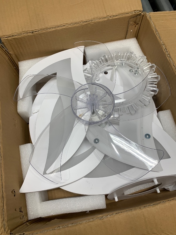 Photo 1 of XEMQENER Ceiling Fan with Lights and Remote APP Control, 27" Dimmable Low Profile Ceiling Fan with Light, Modern Flower Flush Mount Reversible Ceiling Fan for Living Room, Bedroom, Indoor-White