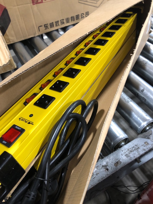 Photo 1 of Plug'n 10 Outlet 3300J Surge Protector Power Strip with Individual Switches,Heavy Duty Power Strip with Cord Manager,3FT/14AWG/15AMP/1875W Power Cord for Workshop,Garage,Shop,2 Packs