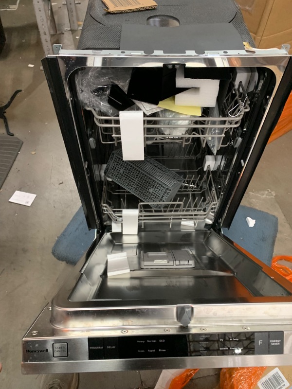 Photo 1 of ******PARTS ONLY , MINOR DAMAGES SHOWN , cannot fully test ********  Honeywell 18 inch Dishwasher with 8 Place Settings, 6 Washing Programs, Stainless Steel