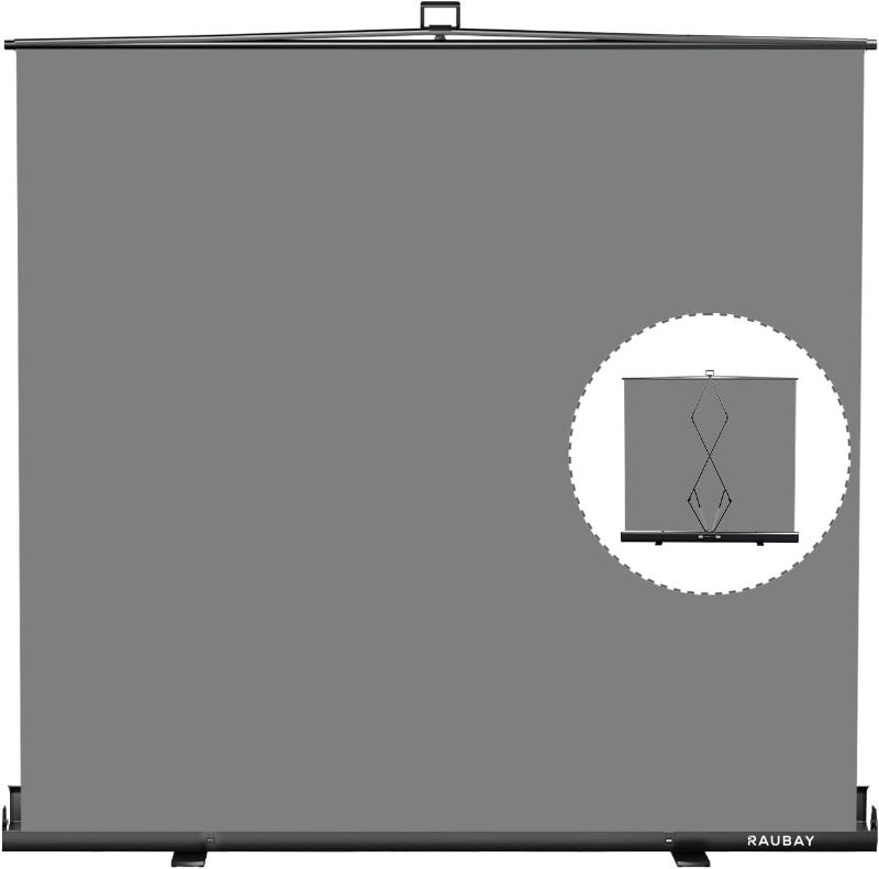 Photo 1 of ?Wider Style? RAUBAY 78.7 x 82.7in Large Collapsible Gray Backdrop Screen Portable Retractable Panel Photo Gray Background with Stand for Video Conference, Photographic Studio, Streaming
