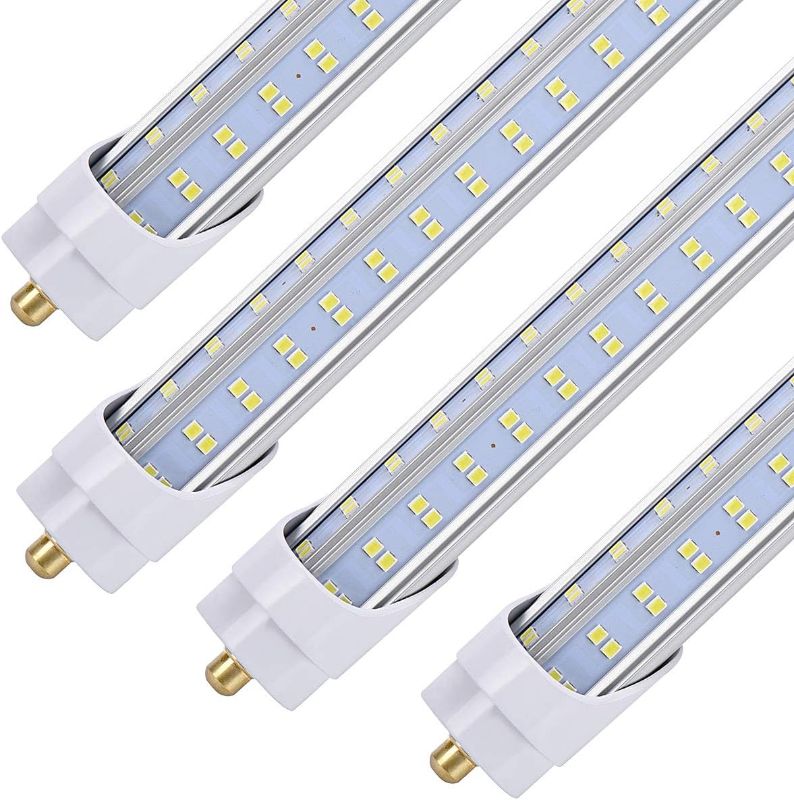 Photo 1 of (10-Pack),8 Foot LED Bulbs,120W 19000lm 6000K Cold White, Super Bright, T8 T10 T12 LED Tube Lights, V Shaped 8FT LED Tube Light 270 Angle,FA8 Single Pin LED Lights, Clear Cover
