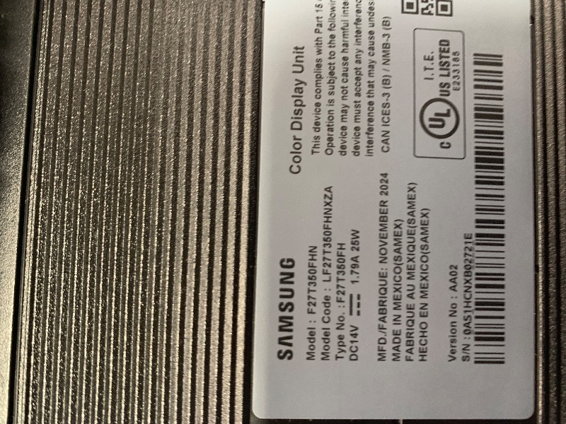 Photo 1 of Samsung 27' T35F Series FHD 1080p Computer Monitor, 75Hz, IPS Panel, HDMI, VGA (D-Sub), AMD FreeSync, Wall Mountable, Game Mode, 3-Sided Border-Less, Eye Care, LF27T350FHNXZA
