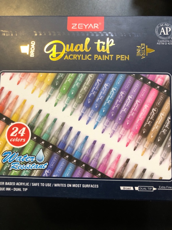 Photo 2 of ZEYAR Dual Tip Acrylic Paint Pens 24 Colors