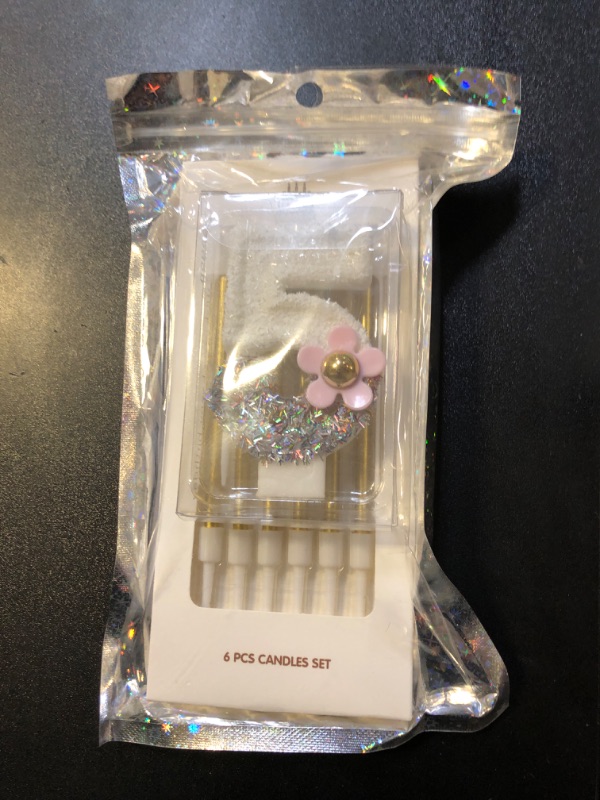 Photo 1 of Coogon Number 5 Birthday Candle & 6 Count Gold Long Thin Metallic Birthday Candles Set for Party Supplies, Party Cake Candles Birthday Parties Wedding Decorations