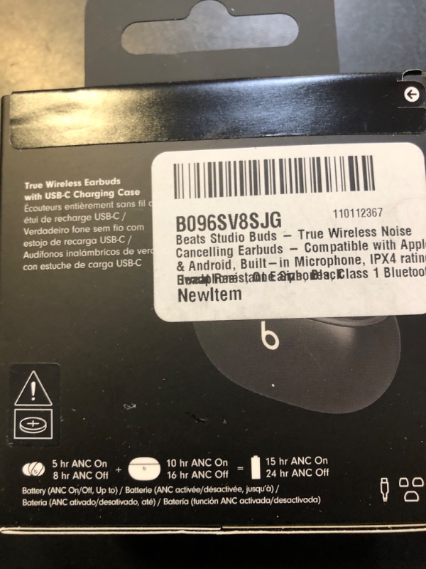 Photo 2 of Beats Studio Buds - True Wireless Noise Cancelling Earbuds - Compatible with Apple & Android, Built-in Microphone, IPX4 Rating, Sweat Resistant Earphones, Class 1 Bluetooth Headphones - Black Black Studio Buds Without AppleCare+