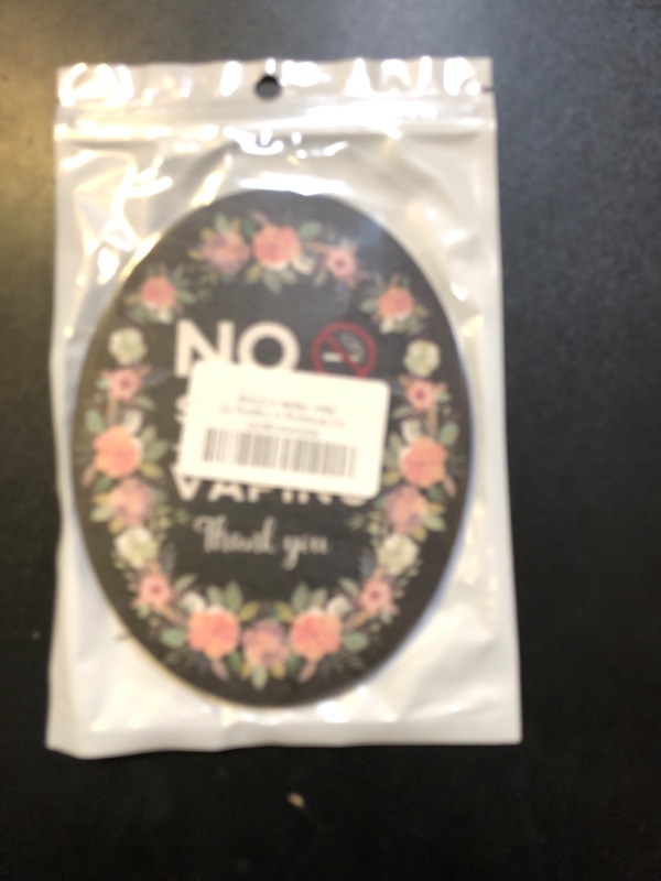 Photo 2 of No Smoking Sign, Black Oval Floral Sign for House, Office, Home, Business Use, Front Door Thank You Sign, 4" x 5.15", with Strong Adhesive Tape