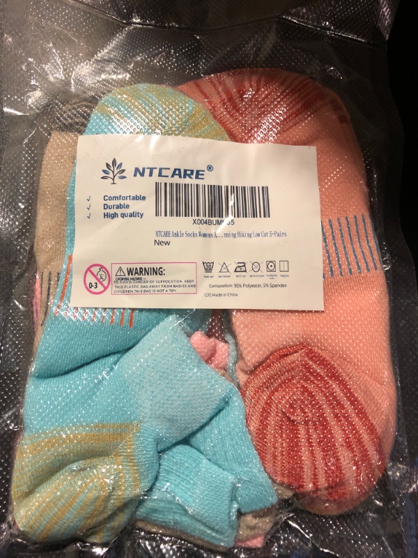 Photo 2 of NTCARE Ankle Socks Womens Athletic Thick Cushioned Low Cut 5-Pair Pack, Running & Hiking, Low Cut, Breathable, Moisture-Wicking, Durable, Ideal for Sports & Everyday Wear, Comfortable Fit