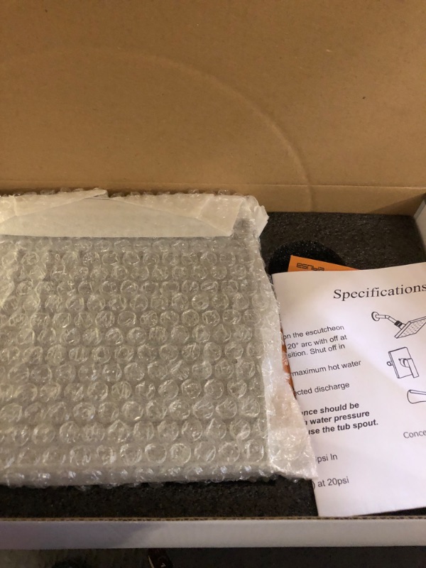 Photo 1 of Esnbia Tub Shower Faucet Set (Valve Included) with 6-Inch Rain Shower Head and Tub Spout, Single-Handle Tub and Shower Trim Kit, Carbon Fiber