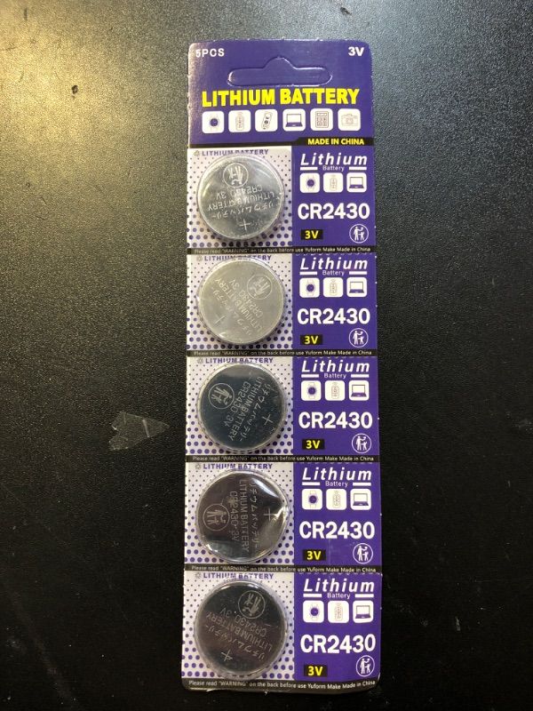 Photo 2 of Cotchear 5Pcs CR2430 Button Battery 3V Electronic Lithium Coin Cell Batteries DL2430 BR2430 ECR2430 KL2430 EE6229 for Watch Toy Clocks