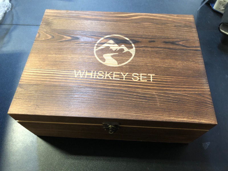 Photo 1 of Whiskey Decanter Set for Men, Whiskey Decanter Gift Set with 2 Glasses & Cooling Stones, Engraved 25 Oz Liquor Decanter with Coasters & Tongs, Great Gift Idea for Man Father, Bourbon or Scotch lovers