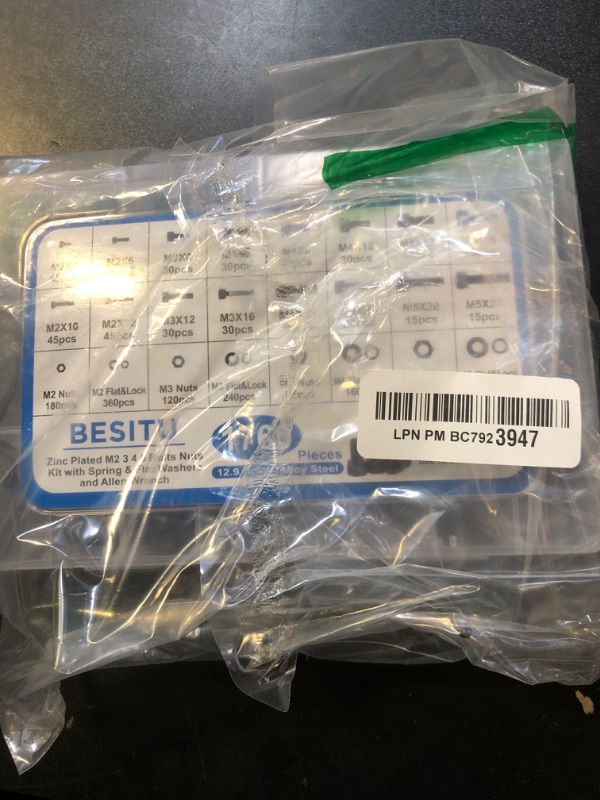 Photo 1 of Besitu 1760pcs M2 M3 M4 M5 Metric Screw Assortment, Grade 12.9 Alloy Steel Hex Socket Head Cap Metric Bolts and Nuts Kit, Black Zinc Plated and Anti Rust Metric Screw Set with Hex Wrenches