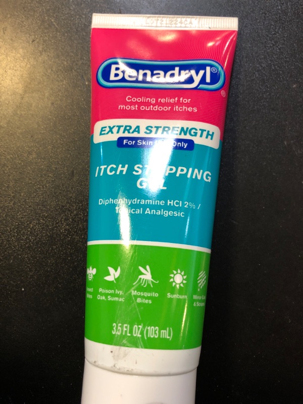 Photo 2 of exp 06/2026-------Benadryl Extra Strength Itch Stopping Gel 3.5 oz (Pack of 3)