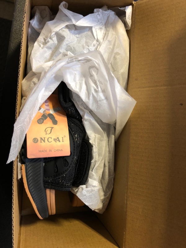 Photo 2 of ONCAI Walking Sandals Women,Arch Support Hiking Sandals with Orthotic Outdoor Footbed for Plantar Fasciitis,Water Athletic Platform Sandalias Mujer with 3 Adjustable Strap Black/Khaki Size 8