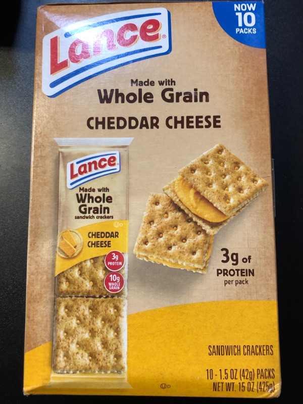 Photo 2 of 10 pack exp 01/04/2025----------Lance Whole Grain Cheddar Cheese Sandwich Crackers - 15oz